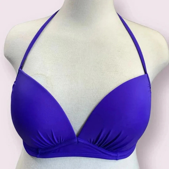 Catalina Halter Bikini Swimsuit Top Padded Underwire Bra Size 36/38C Purple - Picture 1 of 14